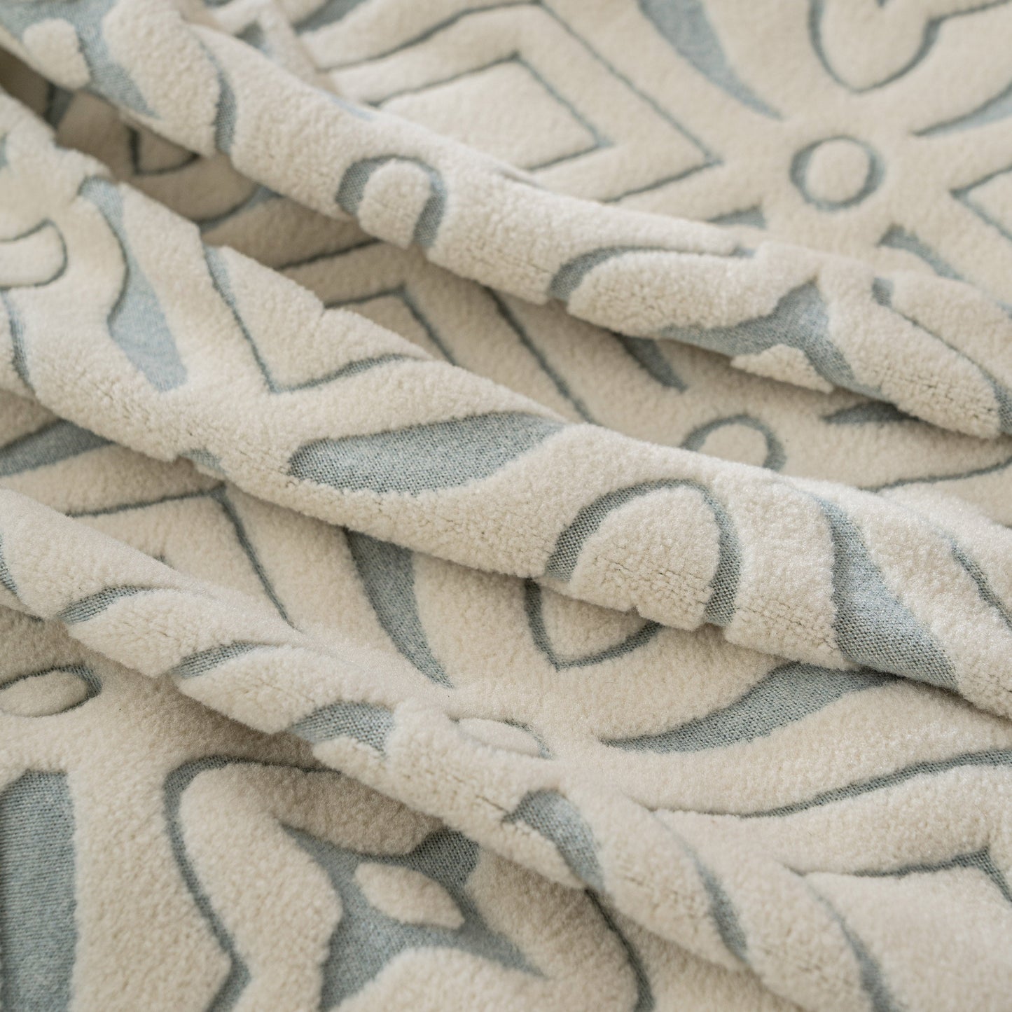 3D Jacquard Geometric Sofa Cover, High Stretch Soft Polar Fleece Slipcover for Couch