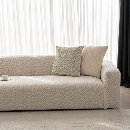 3D Jacquard Geometric Sofa Cover, High Stretch Soft Polar Fleece Slipcover for Couch