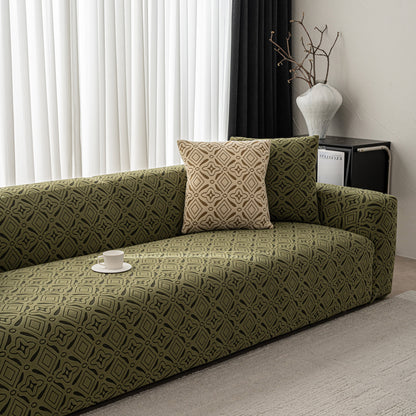 3D Jacquard Geometric Sofa Cover, High Stretch Soft Polar Fleece Slipcover for Couch