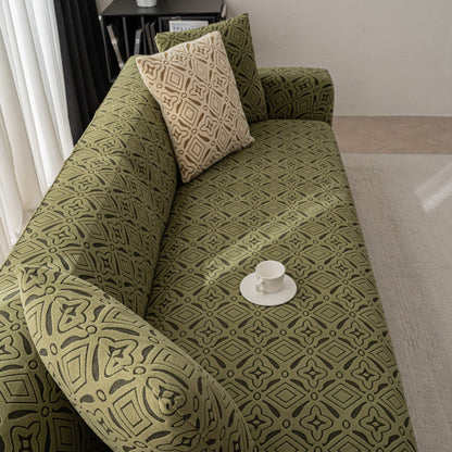 3D Jacquard Geometric Sofa Cover, High Stretch Soft Polar Fleece Slipcover for Couch
