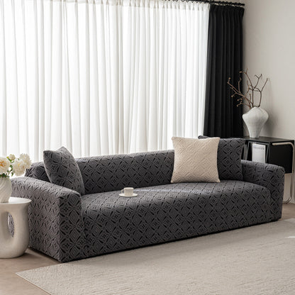 3D Jacquard Geometric Sofa Cover, High Stretch Soft Polar Fleece Slipcover for Couch
