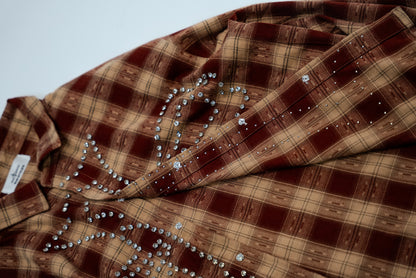 Rhinestone Cross Flannel (burgundy)