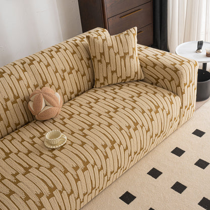 Plush Fleece Stretch Sofa Cover, Super Soft Textured Geometric Couch Slipcover