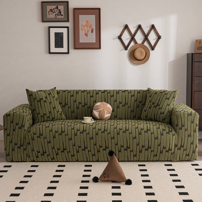 Plush Fleece Stretch Sofa Cover, Super Soft Textured Geometric Couch Slipcover