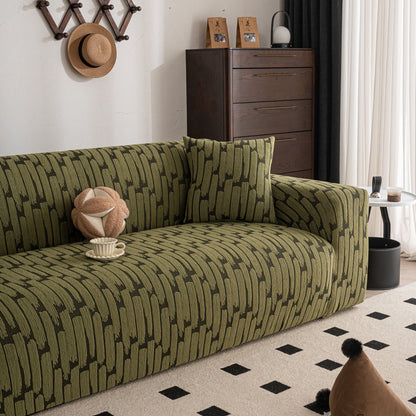 Plush Fleece Stretch Sofa Cover, Super Soft Textured Geometric Couch Slipcover