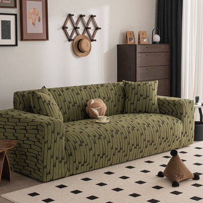 Plush Fleece Stretch Sofa Cover, Super Soft Textured Geometric Couch Slipcover
