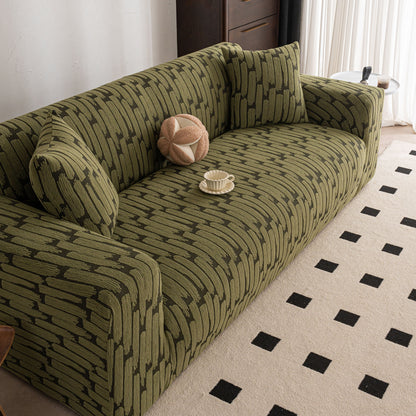 Plush Fleece Stretch Sofa Cover, Super Soft Textured Geometric Couch Slipcover