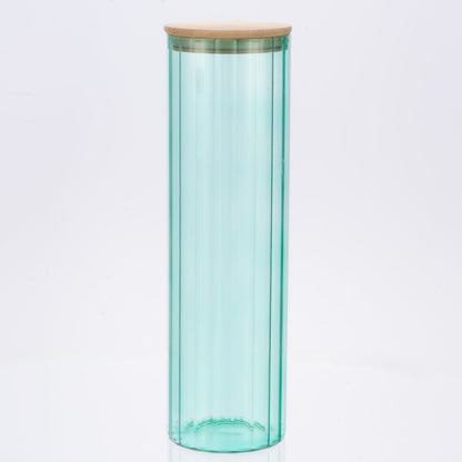 Glass Canister Set & Bamboo Lid - Diamond Blue