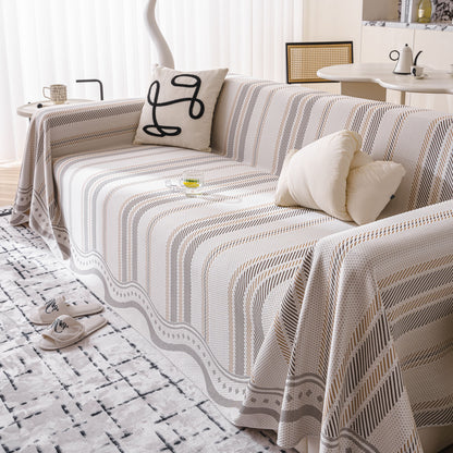 Modern Geometric Cooling Sofa Blanket, Soft & Breathable Striped Couch Throw Cover