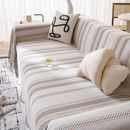 Modern Geometric Cooling Sofa Blanket, Soft & Breathable Striped Couch Throw Cover