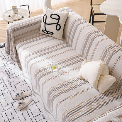 Modern Geometric Cooling Sofa Blanket, Soft & Breathable Striped Couch Throw Cover