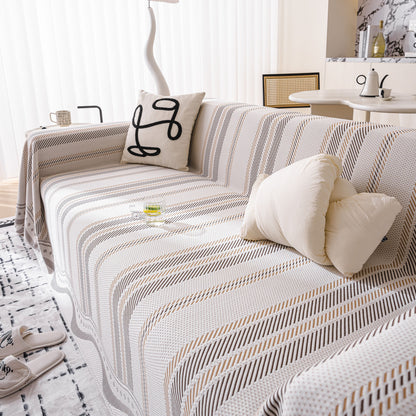 Modern Geometric Cooling Sofa Blanket, Soft & Breathable Striped Couch Throw Cover