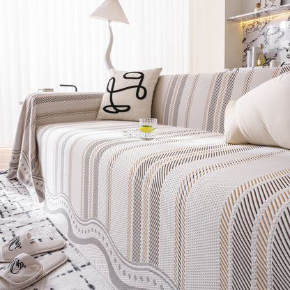 Modern Geometric Cooling Sofa Blanket, Soft & Breathable Striped Couch Throw Cover
