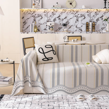 Modern Geometric Cooling Sofa Blanket, Soft & Breathable Striped Couch Throw Cover