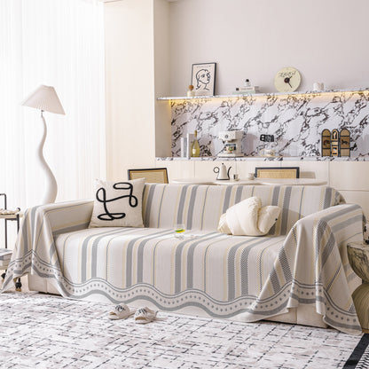 Modern Geometric Cooling Sofa Blanket, Soft & Breathable Striped Couch Throw Cover