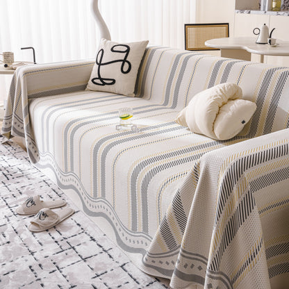Modern Geometric Cooling Sofa Blanket, Soft & Breathable Striped Couch Throw Cover