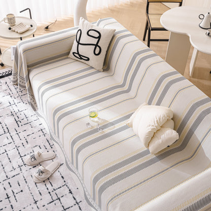 Modern Geometric Cooling Sofa Blanket, Soft & Breathable Striped Couch Throw Cover