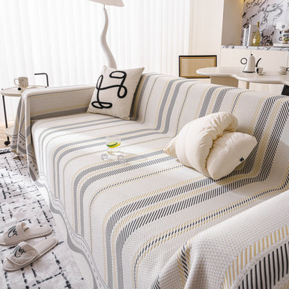 Modern Geometric Cooling Sofa Blanket, Soft & Breathable Striped Couch Throw Cover