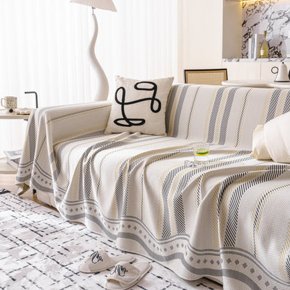Modern Geometric Cooling Sofa Blanket, Soft & Breathable Striped Couch Throw Cover