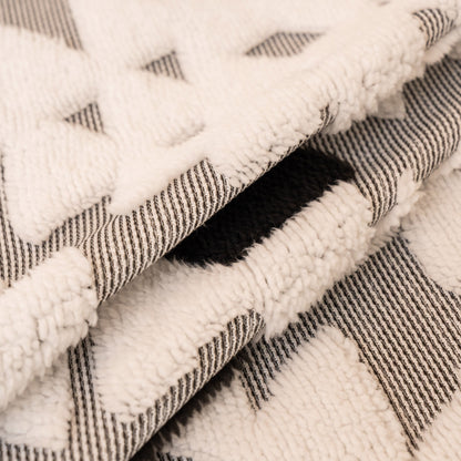 Bohemian Tufted Sofa Cover, Soft Sherpa Fleece Throw Blanket with 3D Aztec Geometric