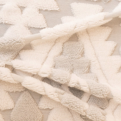 Bohemian Tufted Sofa Cover, Soft Sherpa Fleece Throw Blanket with 3D Aztec Geometric