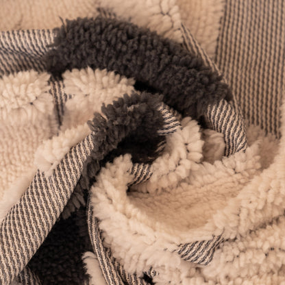 Bohemian Tufted Sofa Cover, Soft Sherpa Fleece Throw Blanket with 3D Aztec Geometric