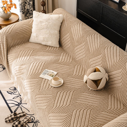 Plush Sherpa Fleece Sofa Throw Blanket, Soft & Cozy Furniture Protector for Couch