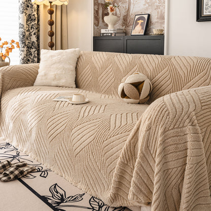 Plush Sherpa Fleece Sofa Throw Blanket, Soft & Cozy Furniture Protector for Couch