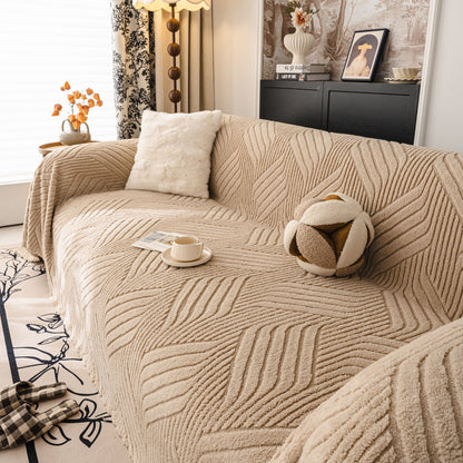 Plush Sherpa Fleece Sofa Throw Blanket, Soft & Cozy Furniture Protector for Couch