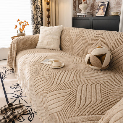 Plush Sherpa Fleece Sofa Throw Blanket, Soft & Cozy Furniture Protector for Couch