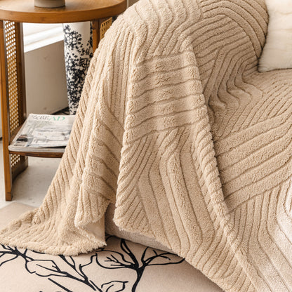 Plush Sherpa Fleece Sofa Throw Blanket, Soft & Cozy Furniture Protector for Couch