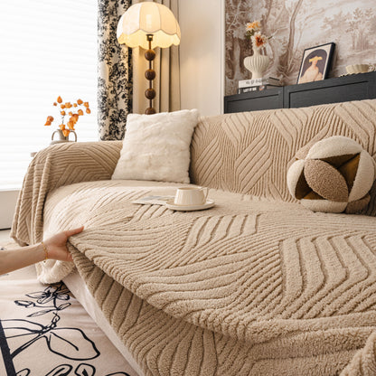 Plush Sherpa Fleece Sofa Throw Blanket, Soft & Cozy Furniture Protector for Couch
