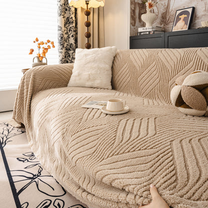 Plush Sherpa Fleece Sofa Throw Blanket, Soft & Cozy Furniture Protector for Couch