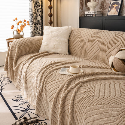 Plush Sherpa Fleece Sofa Throw Blanket, Soft & Cozy Furniture Protector for Couch