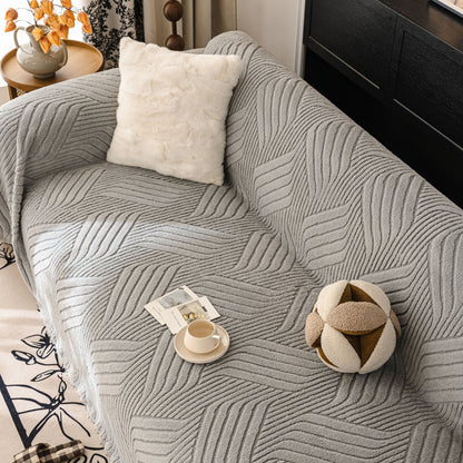 Plush Sherpa Fleece Sofa Throw Blanket, Soft & Cozy Furniture Protector for Couch