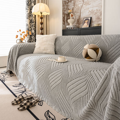 Plush Sherpa Fleece Sofa Throw Blanket, Soft & Cozy Furniture Protector for Couch
