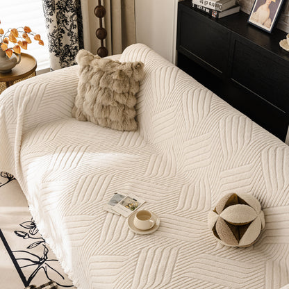 Plush Sherpa Fleece Sofa Throw Blanket, Soft & Cozy Furniture Protector for Couch