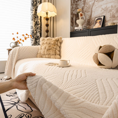 Plush Sherpa Fleece Sofa Throw Blanket, Soft & Cozy Furniture Protector for Couch
