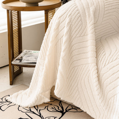Plush Sherpa Fleece Sofa Throw Blanket, Soft & Cozy Furniture Protector for Couch