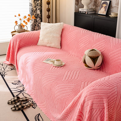 Plush Sherpa Fleece Sofa Throw Blanket, Soft & Cozy Furniture Protector for Couch