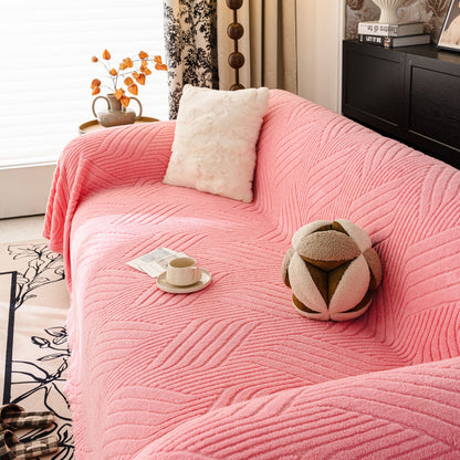 Plush Sherpa Fleece Sofa Throw Blanket, Soft & Cozy Furniture Protector for Couch