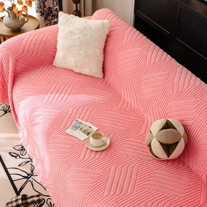 Plush Sherpa Fleece Sofa Throw Blanket, Soft & Cozy Furniture Protector for Couch