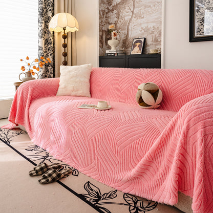 Plush Sherpa Fleece Sofa Throw Blanket, Soft & Cozy Furniture Protector for Couch