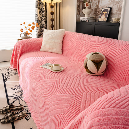 Plush Sherpa Fleece Sofa Throw Blanket, Soft & Cozy Furniture Protector for Couch