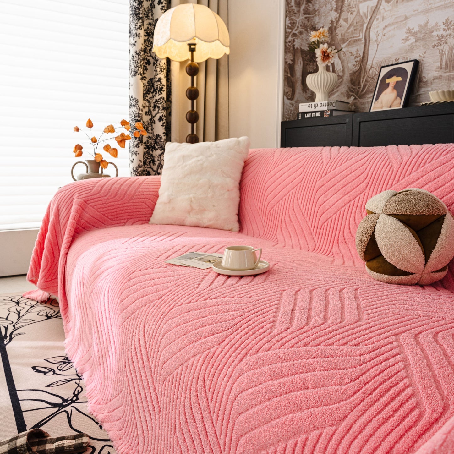 Plush Sherpa Fleece Sofa Throw Blanket, Soft & Cozy Furniture Protector for Couch