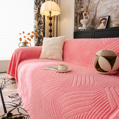 Plush Sherpa Fleece Sofa Throw Blanket, Soft & Cozy Furniture Protector for Couch