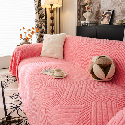 Plush Sherpa Fleece Sofa Throw Blanket, Soft & Cozy Furniture Protector for Couch