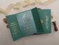 Luxury Emerald Green & Gold Acrylic Wedding Invitation with Wax Seal