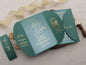 Emerald Green Acrylic Wedding Invitation with Gold Foil & Jacket