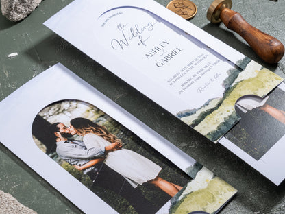 Slide Photo Wedding Invitation – Personalized Portrait Card with RSVP & Details